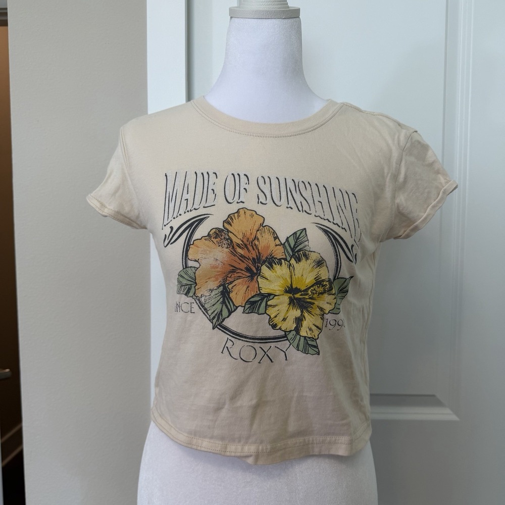 Roxy Women's Juniors Crop Top Size Small Hibiscus Flower Print - Picture 3 of 6